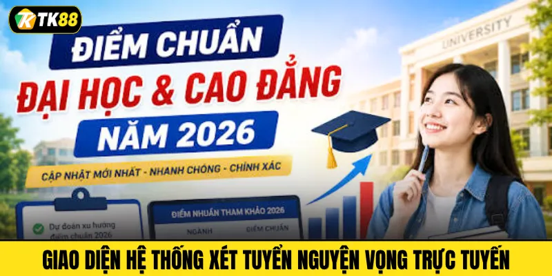 Giao diện hệ thống xét tuyển nguyện vọng trực tuyến